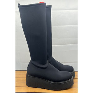 Marco Moreo Italy Black Neoprene Platform Boots Size 40 US 9/9.5